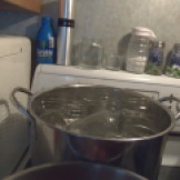 Boil jars and rings to sterilize.